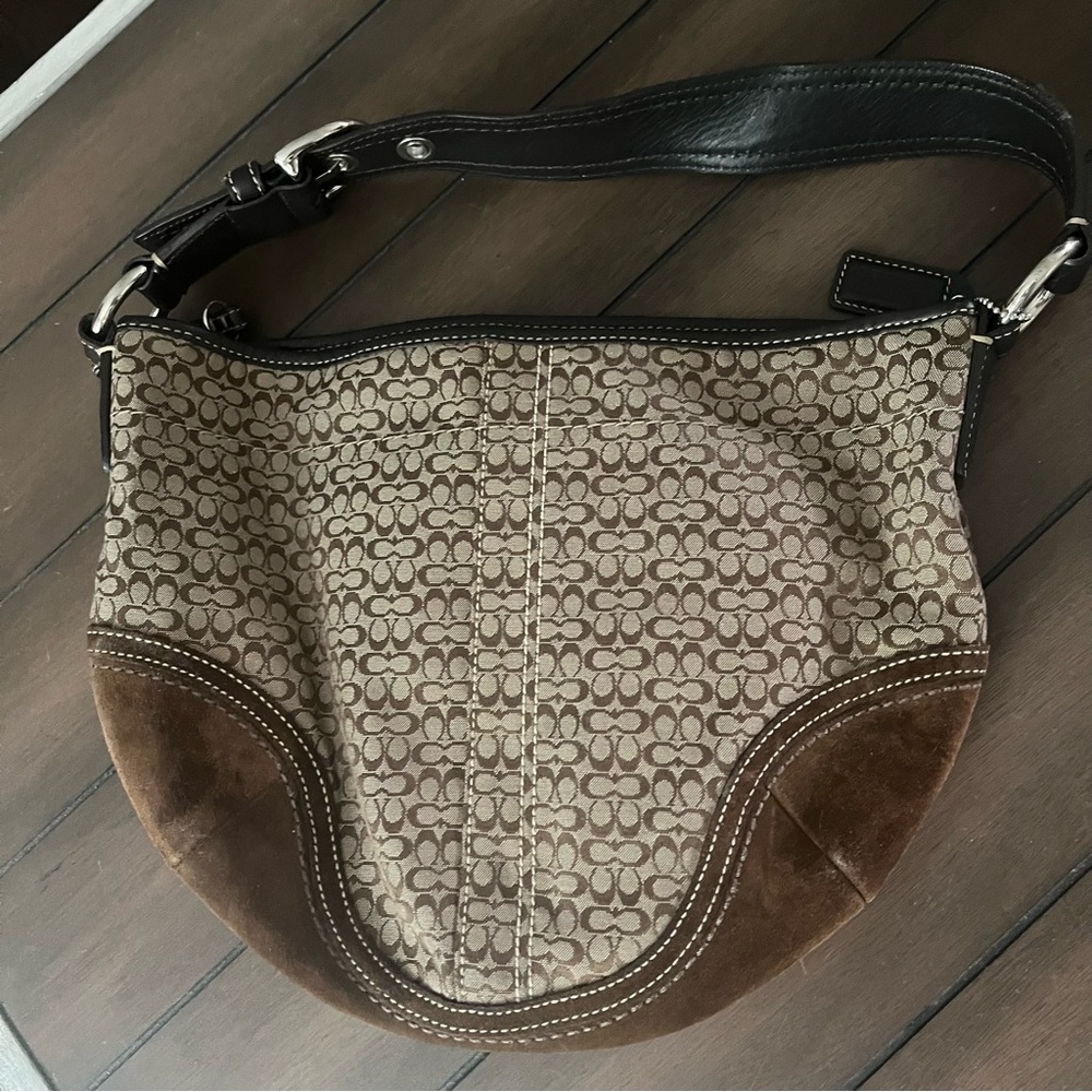 Coach Signature SoHo Shoulder Bag Suede Boho